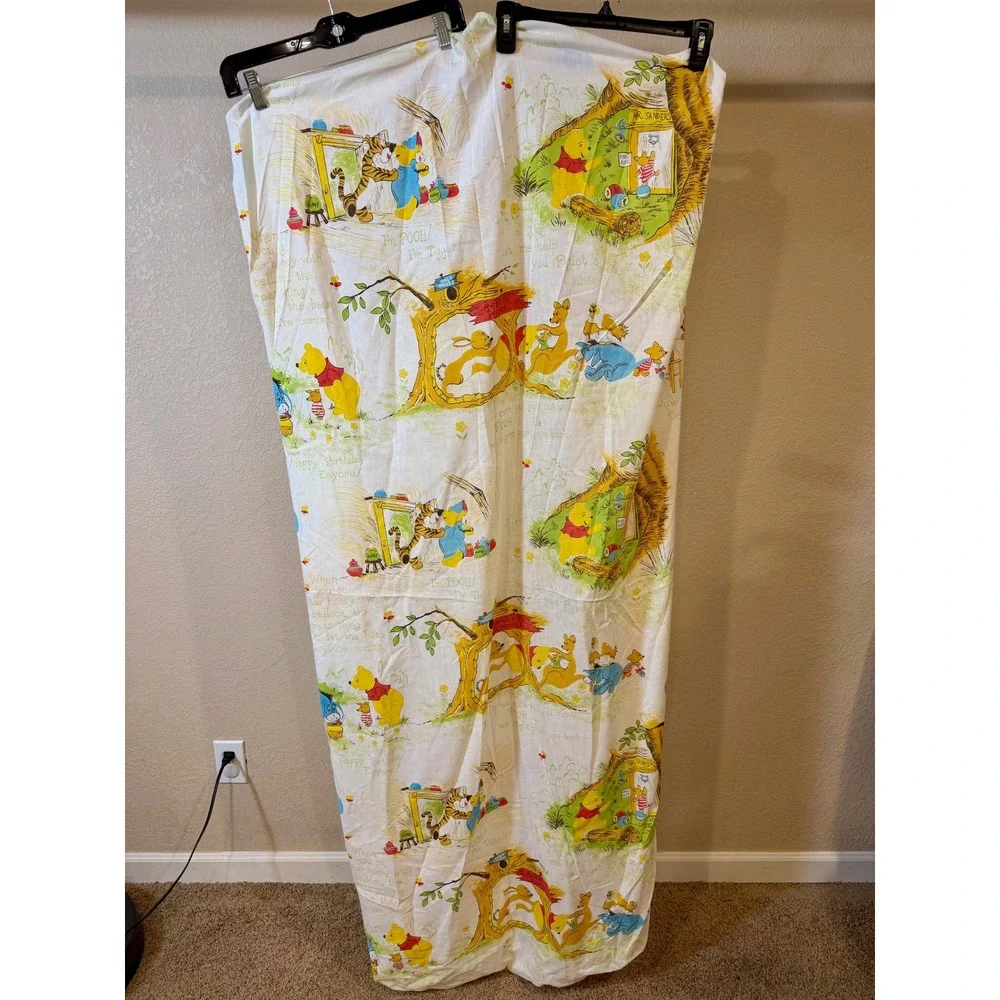 Vintage 1970s Sears Perma-Prest Winnie the Pooh Crib Sheet Disney Characters 70s
